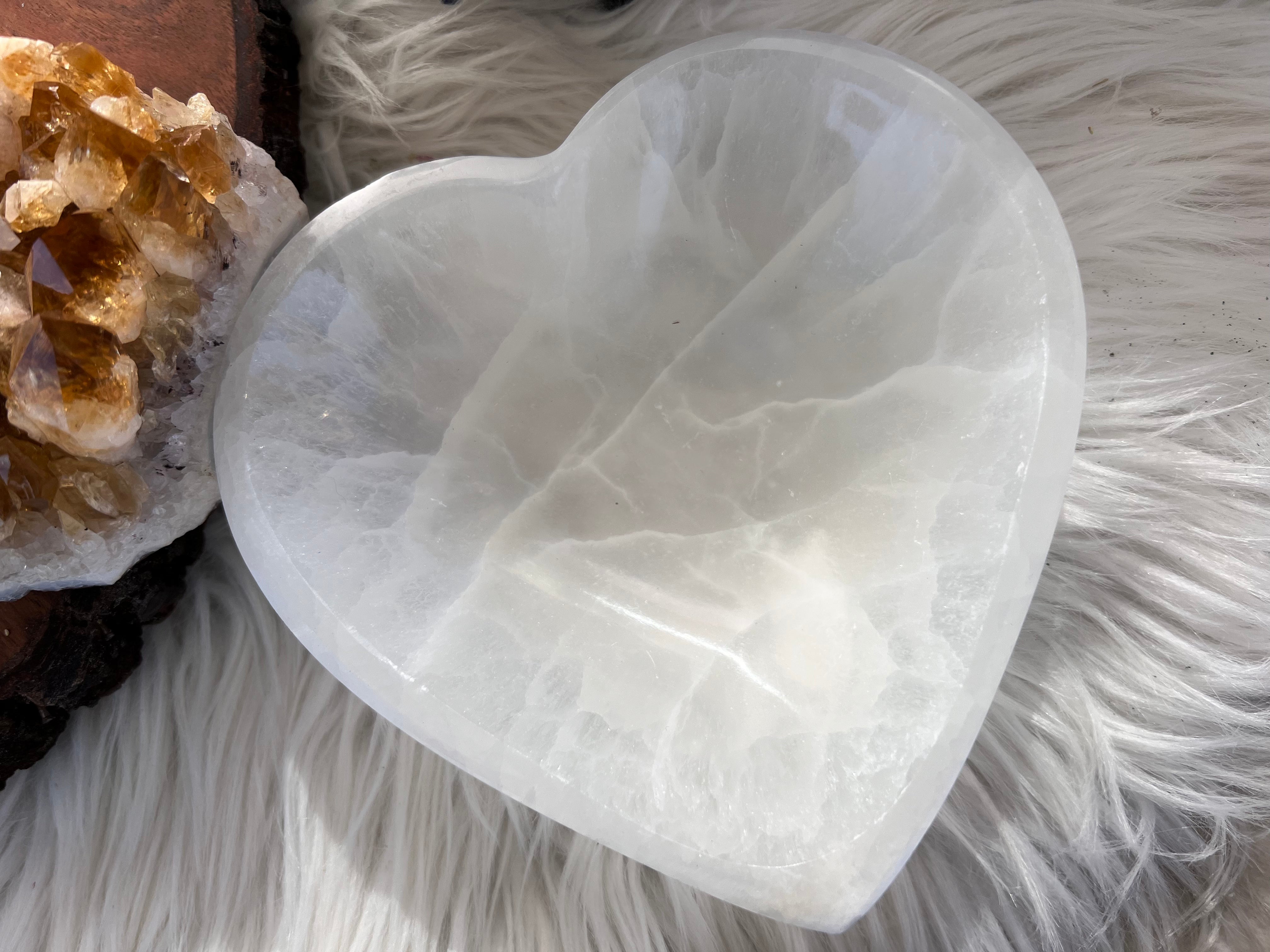 Selenite Charging & Cleansing Huge Heart Bowl - Muse Crystals & Mystical Gifts