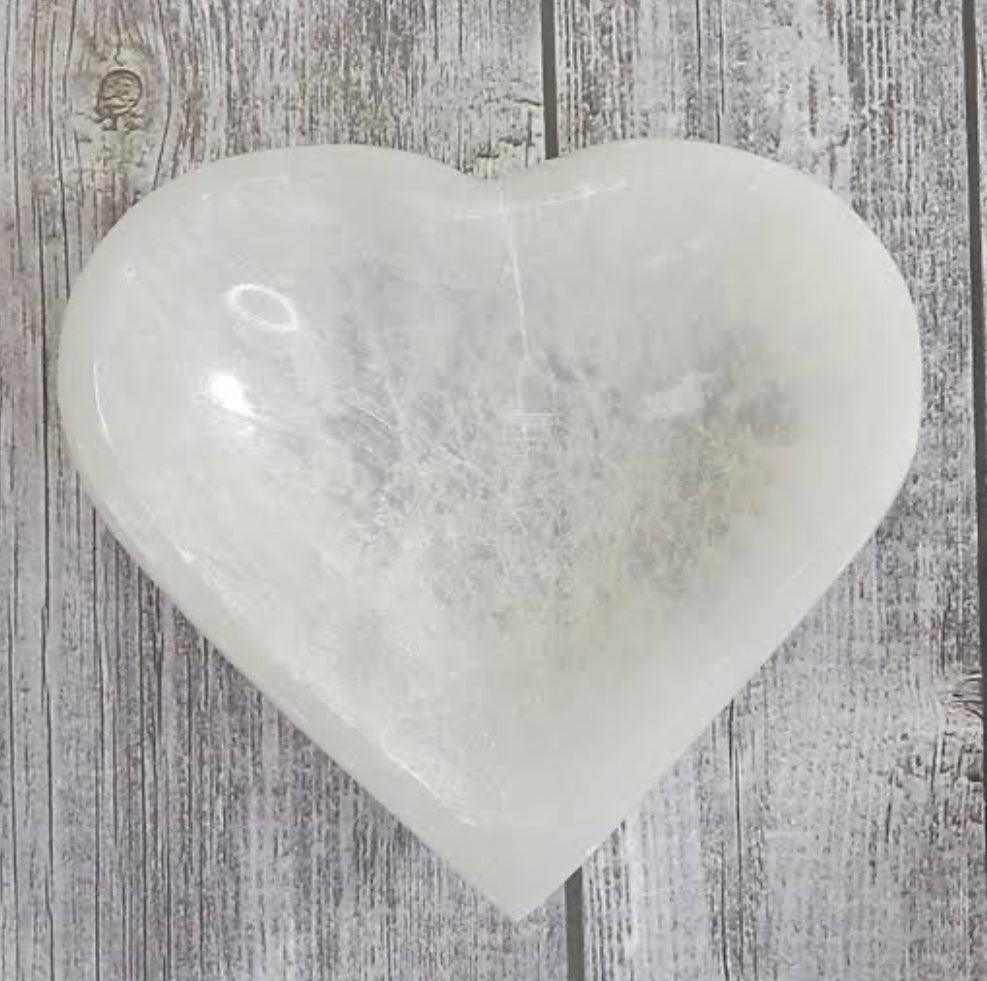 Selenite Cleansing & Charging Heart Bowl Medium - Muse Crystals & Mystical Gifts