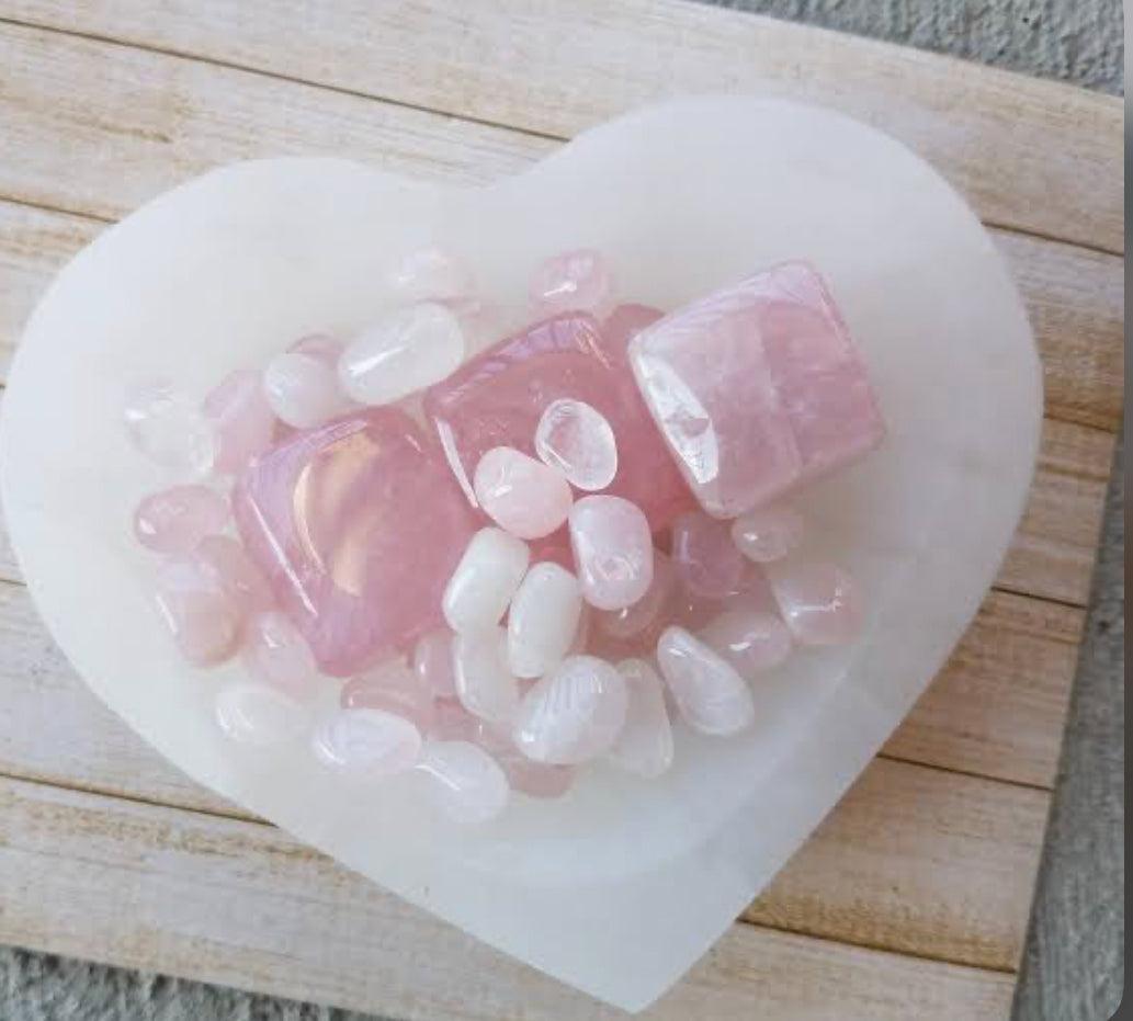 Selenite Cleansing & Charging Heart Bowl Medium - Muse Crystals & Mystical Gifts