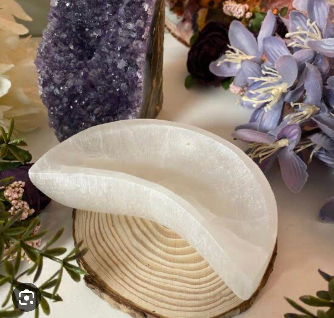 Selenite Cleansing & Charging Moon Bowl Large - Muse Crystals & Mystical Gifts