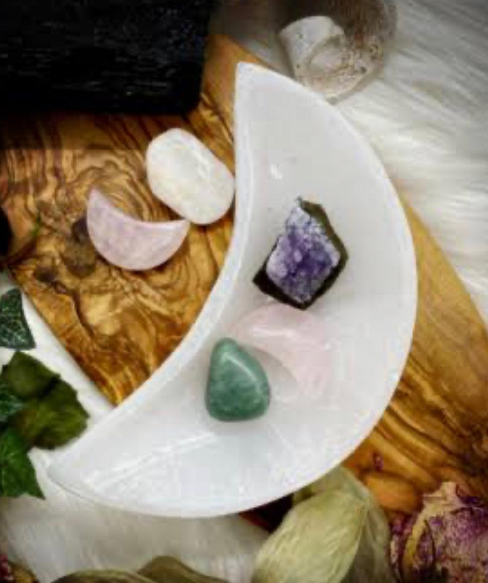 Selenite Cleansing & Charging Moon Bowl medium - Muse Crystals & Mystical Gifts