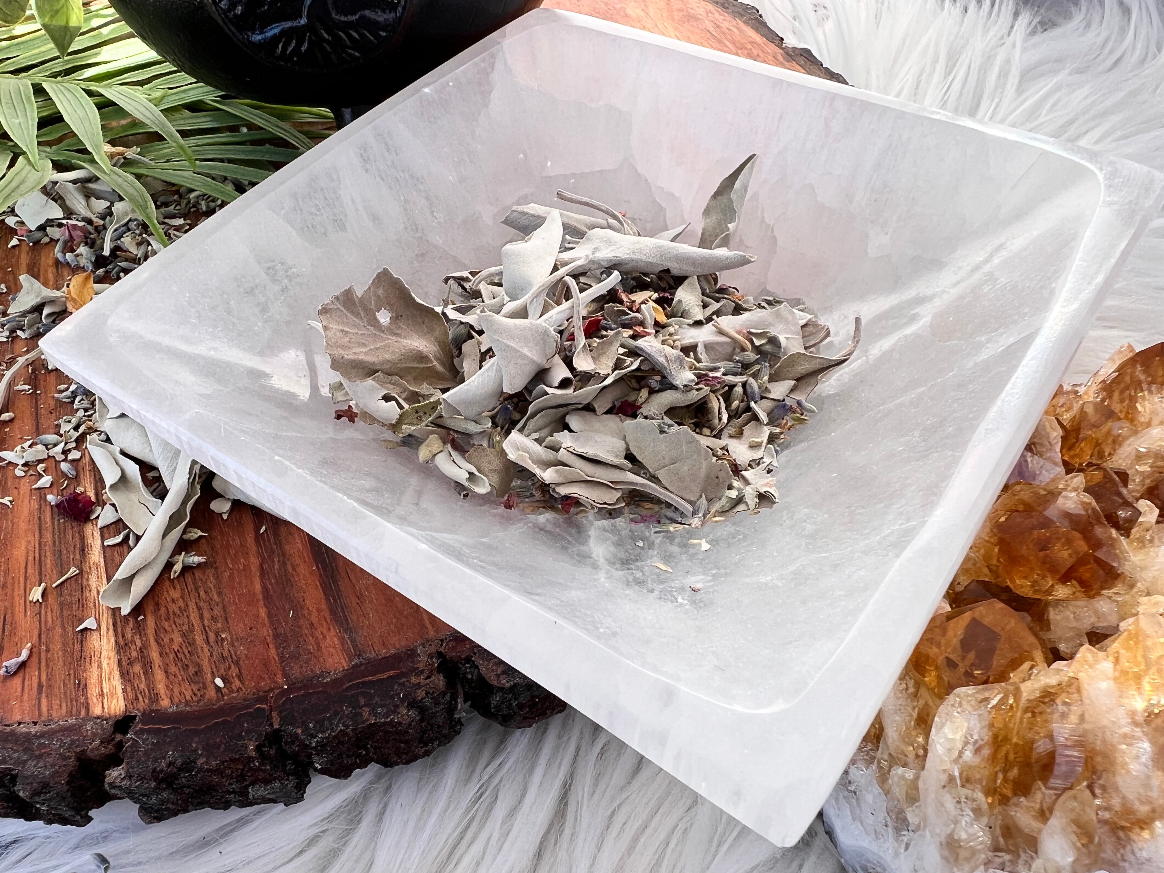 Selenite Cleansing & Charging Square Large Bowl - Muse Crystals & Mystical Gifts