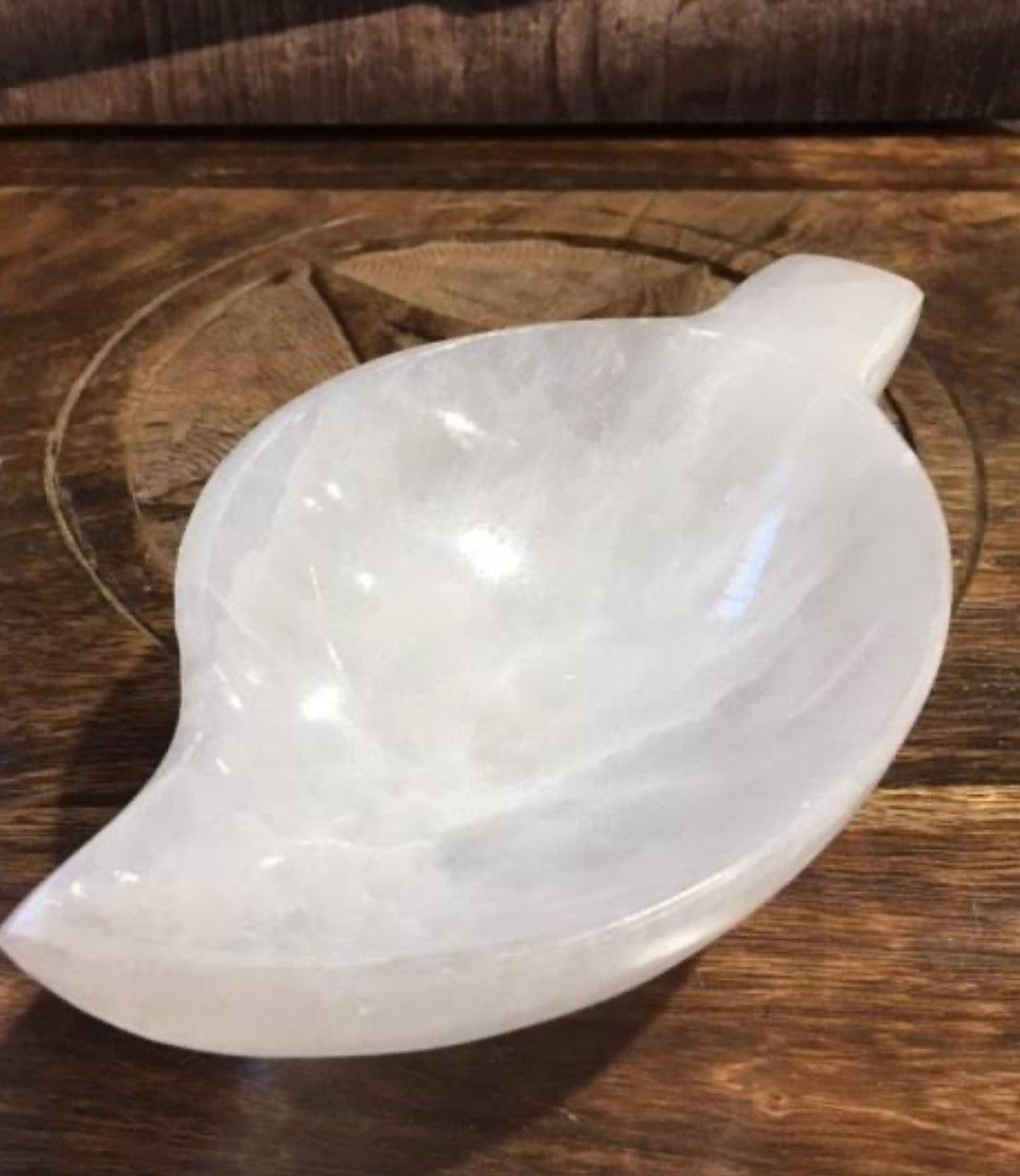 Selenite Leaf Cleansing & Charging Bowl - Muse Crystals & Mystical Gifts