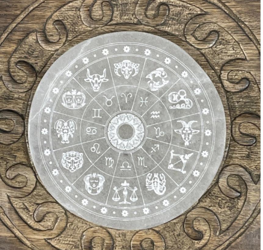 Selenite Zodiac Charging Plate - Muse Crystals & Mystical Gifts