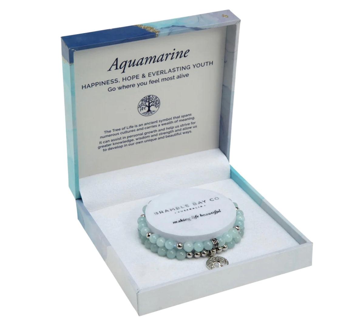 Tree of Life Duo Bracelet Set - Aquamarine - Muse Crystals & Mystical Gifts