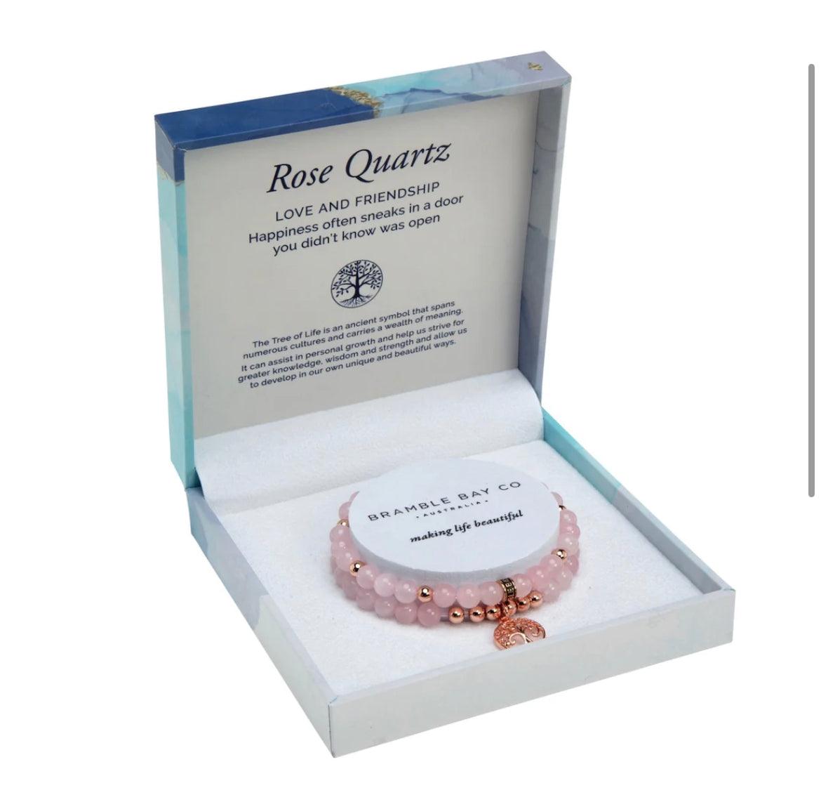 Tree of Life Duo Bracelet Set - Rose Quartz Gold - Muse Crystals & Mystical Gifts