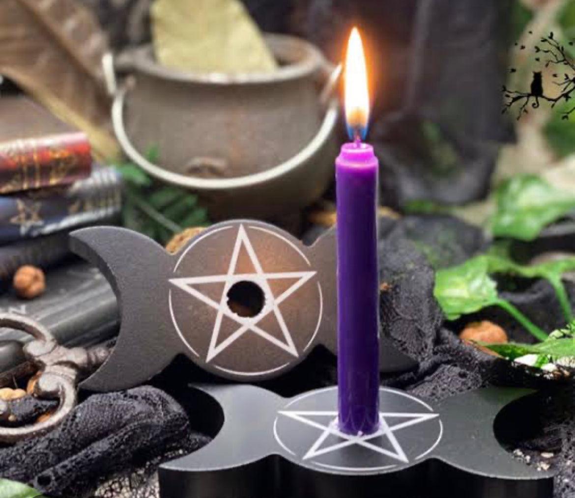 Triple Moon Pentagon Spell Candle Holder - Muse Crystals & Mystical Gifts