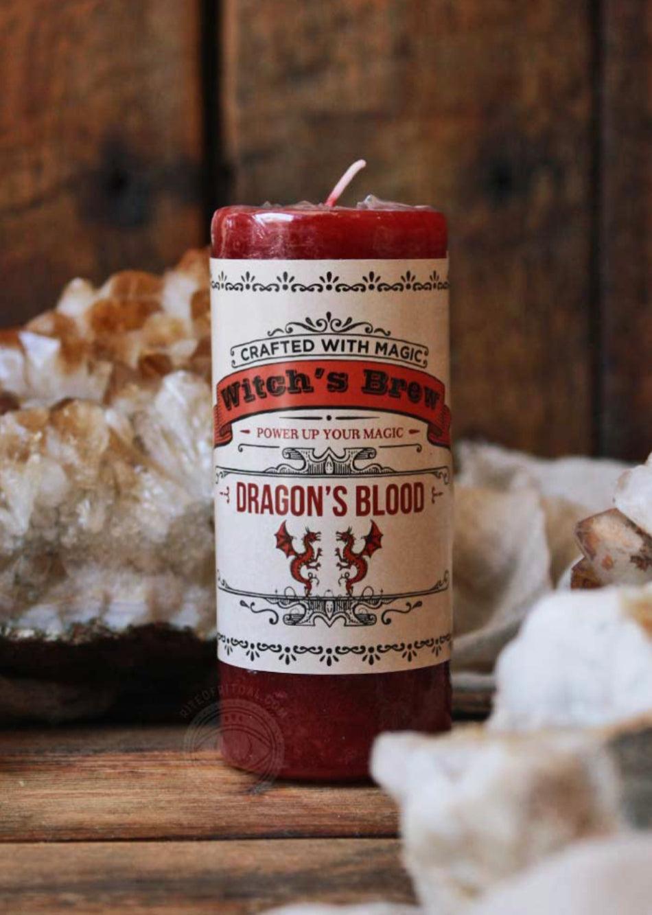 Witch's Brew DRAGON'S BLOOD Blessed Herbal Affirmation Candle - Muse Crystals & Mystical Gifts