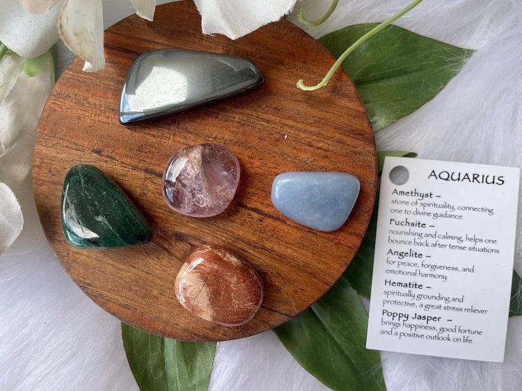 Aquarius Zodiac Tumble Stone Bag - Muse Crystals & Mystical Gifts