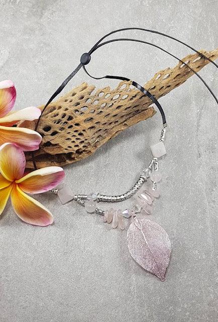 Be love... Rose Quartz & Pink Leaf Necklace - Muse Crystals & Mystical Gifts