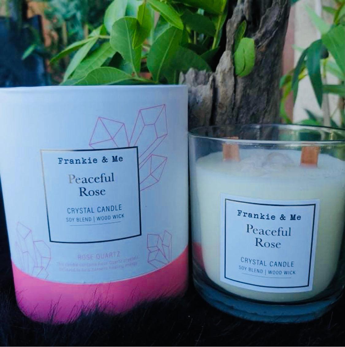 Peaceful Rose ~ Rose Quartz Candle Large 400g - Muse Crystals & Mystical Gifts