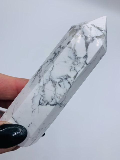 White Howlite Generator Point Medium - Muse Crystals & Mystical Gifts