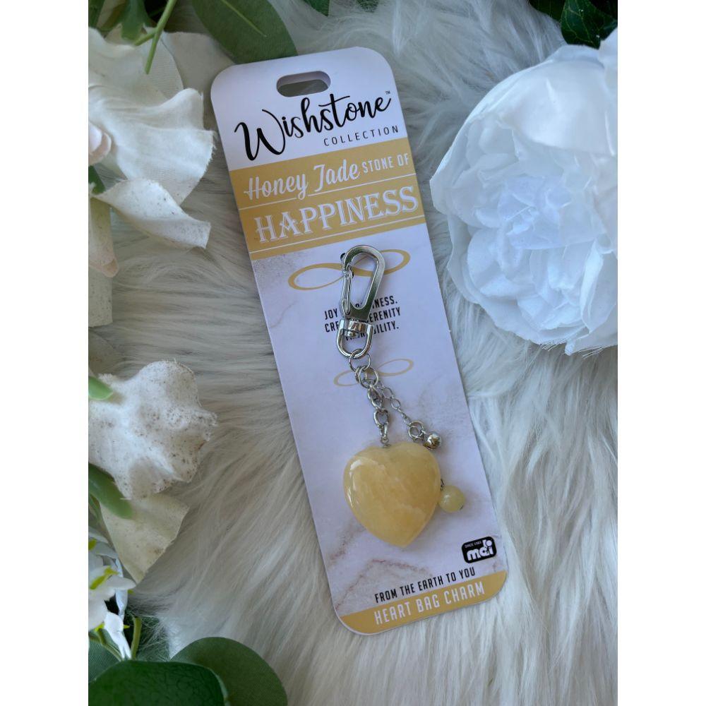 Wishstone Collection | Honey Jade Heart Bag Charm - Muse Crystals & Mystical Gifts
