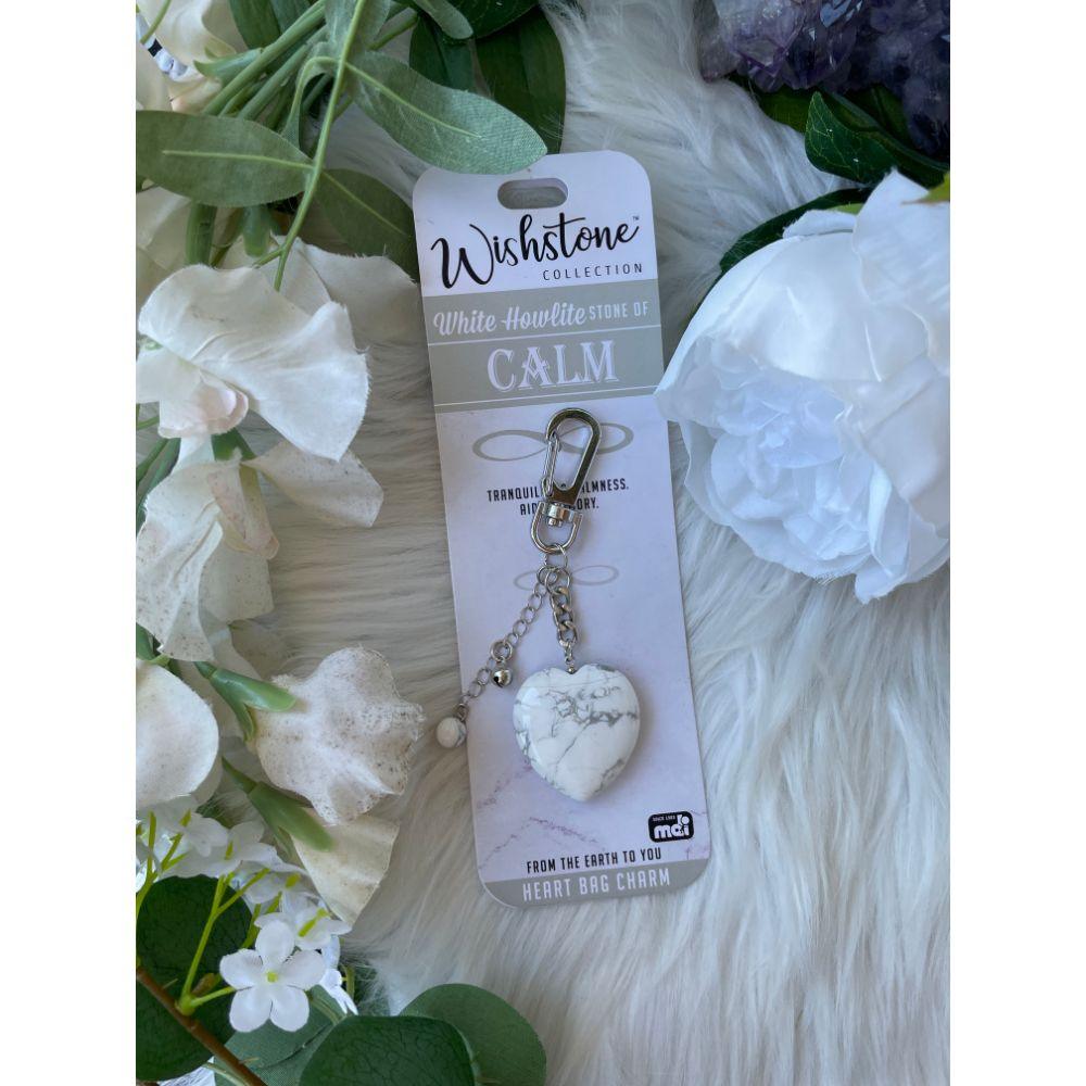 Wishstone Collection | Howlite Heart Bag Charm - Muse Crystals & Mystical Gifts