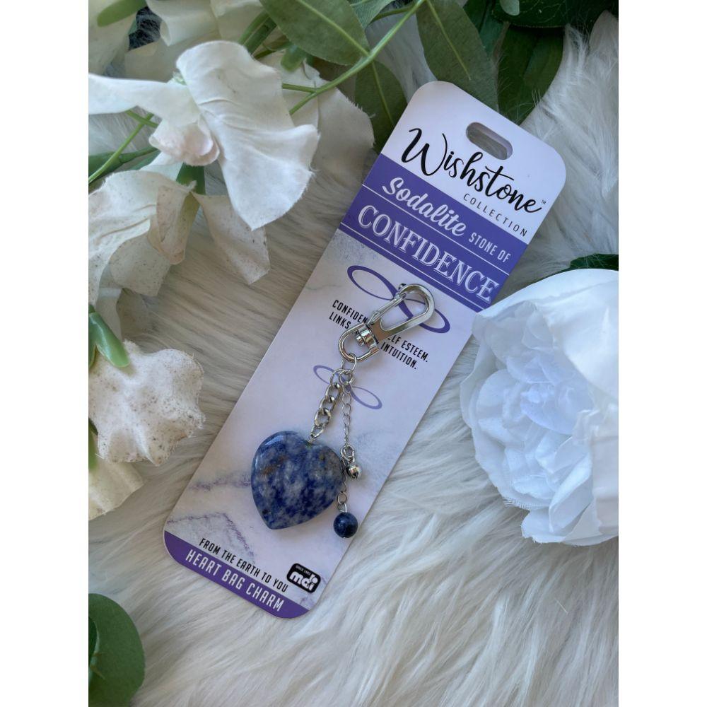 Wishstone Collection | Sodalite Heart Bag Charm - Muse Crystals & Mystical Gifts